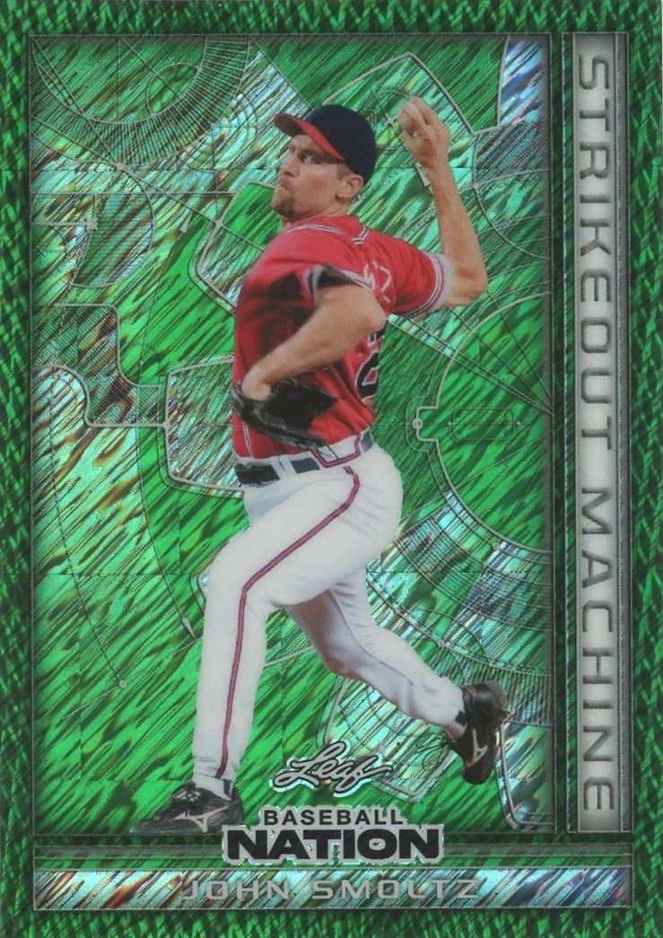 John Smoltz 2025 Baseball Nation Strikeout Machine Green Shimmer #3/4 #SMB-21