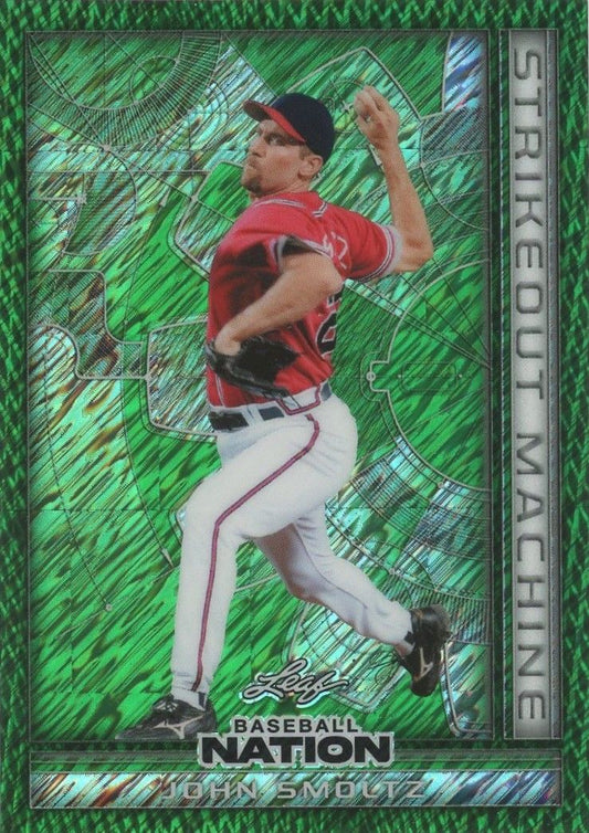 John Smoltz 2025 Baseball Nation Strikeout Machine Green Shimmer #3/4 #SMB-21