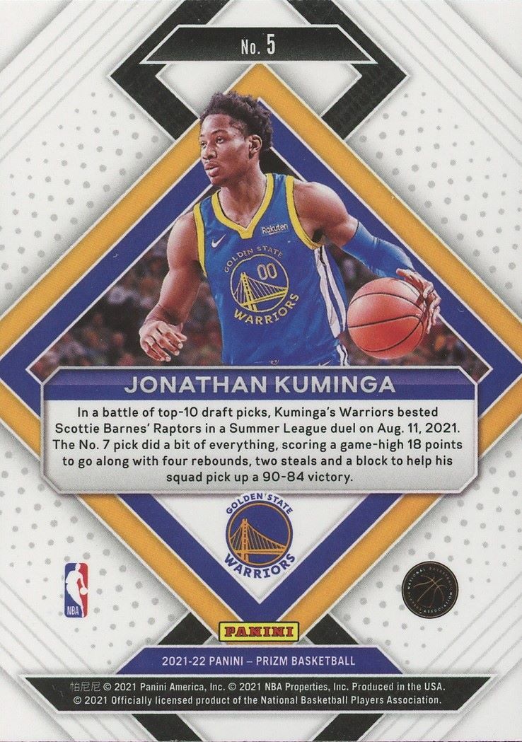 2021-22 Panini Prizm Jonathan Kuminga Emergent Rookie #5