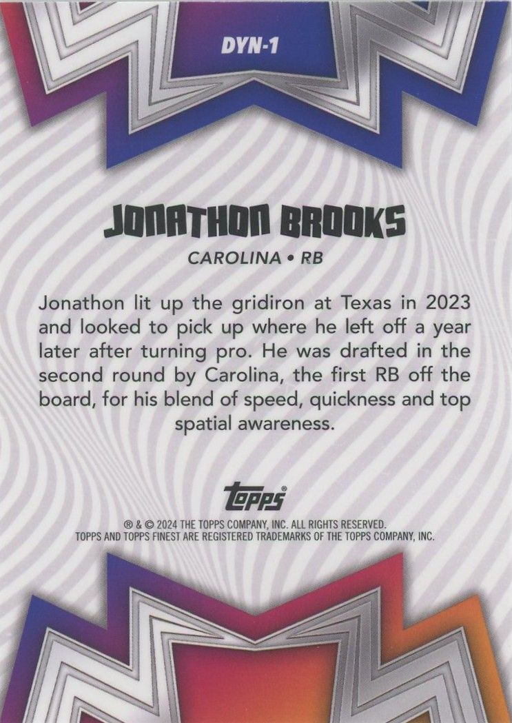 Jonathon Brooks 2024 Topps Finest Dynamos Purple Rookie RC #88/125 #DYN-1