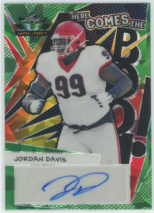 2022 Leaf Valiant Football Jordan Davis Here Comes the Boom Green Cracked Ice #19/30
