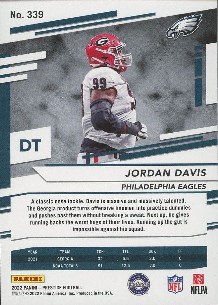 2022 Panini Prestige Jordan Davis Xtra Points Stars #339