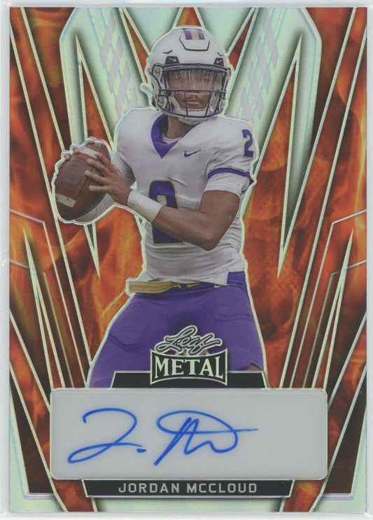 2024 Leaf Metal Football Jordan McCloud Orange Auto #1/9 #BA-JMC