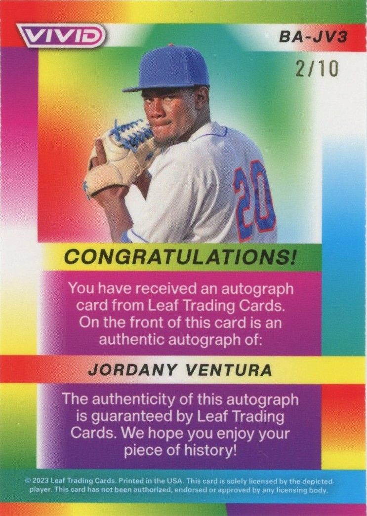 2023 Leaf Vivid Jordany Ventura Gold Auto #2/10 #BA-JV3