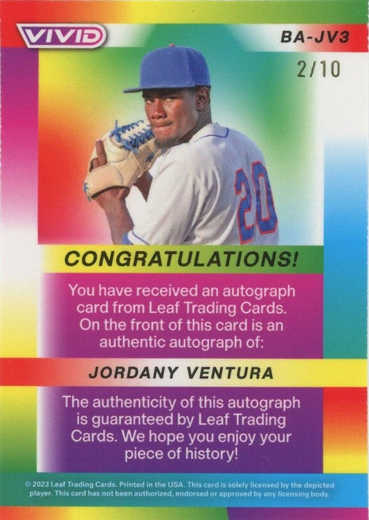 2023 Leaf Vivid Jordany Ventura Gold Auto #2/10 #BA-JV3