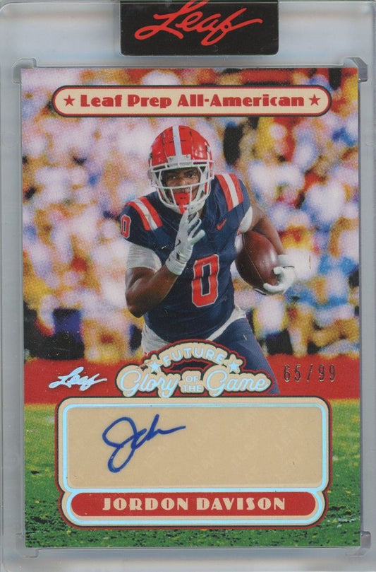 2025 Leaf Glory of The Game Jordon Davison Future Auto #65/99 #FG-JD1