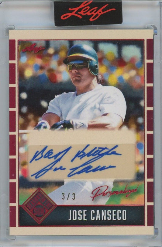 Jose Canseco 2025 Leaf Seasons In The Sun Personalized Red Auto #3/3 #P-JC1
