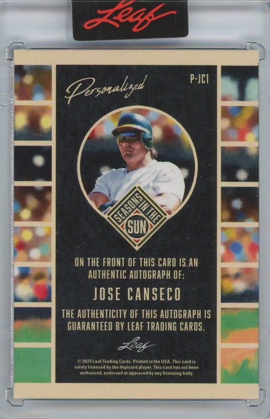 Jose Canseco 2025 Leaf Seasons In The Sun Personalized Red Auto #3/3 #P-JC1