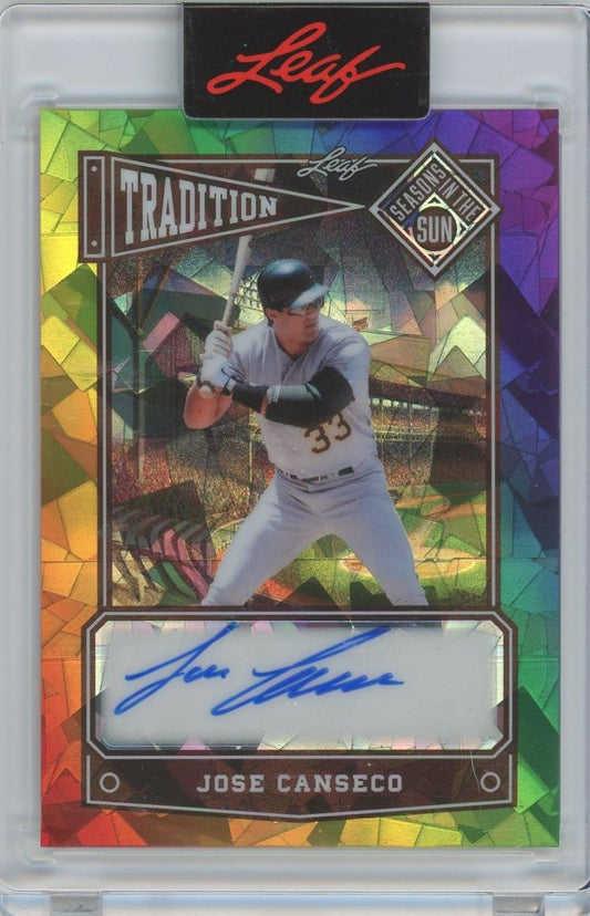 Jose Canseco 2025 leaf Seasons In the Sun Tradition Auto #1/10 #T-JC1