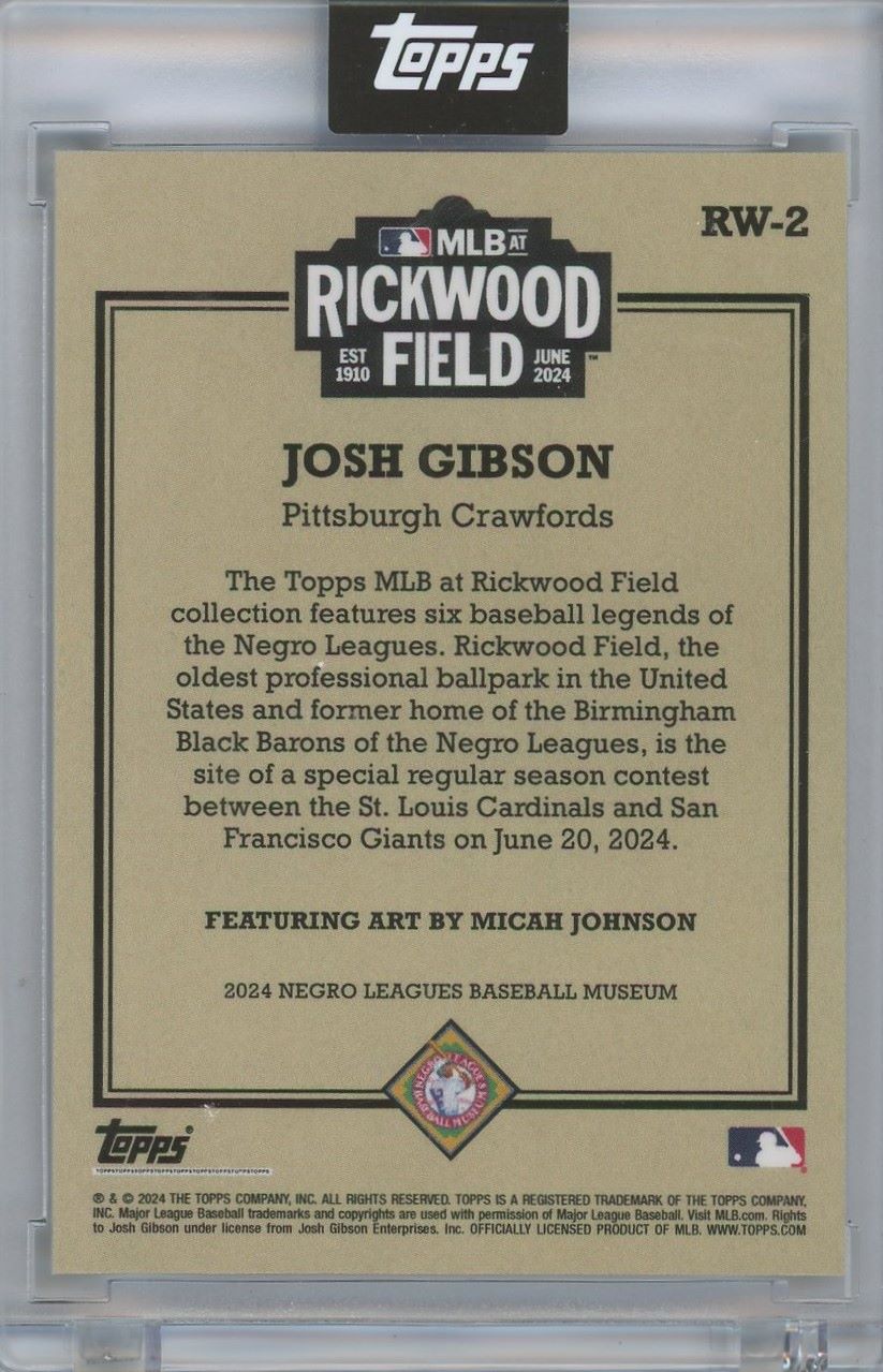 2024 Topps Josh Gibson Rickwood Negro League #RW-2