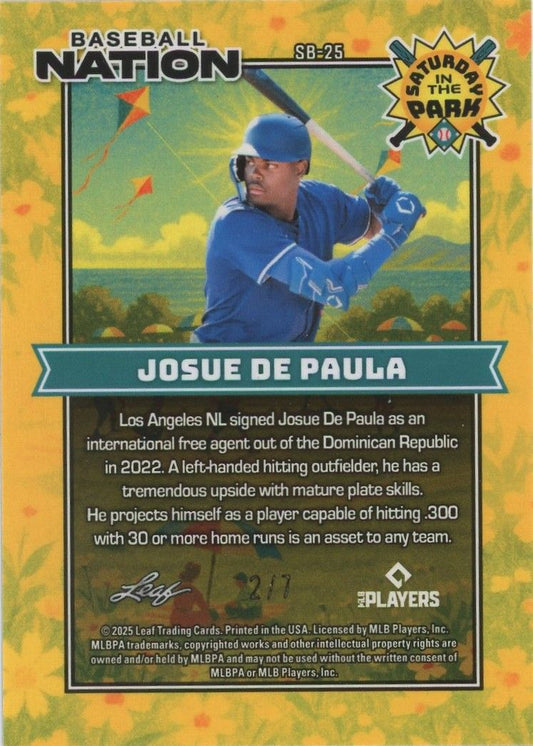 Josue De Paula 2025 Baseball Nation Saturday in the Park Blue Wave #2/7 #SB-25