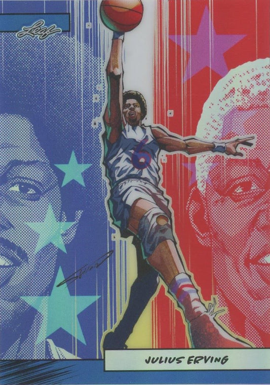 2024 Leaf Metal Julius Erving Dr J Anime Nation Series 2 Blue #33/75 #AN2B-22