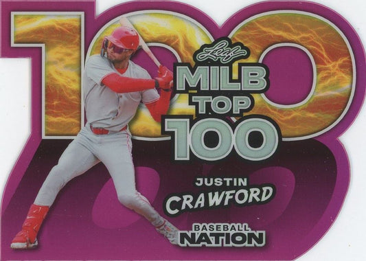 Justin Crawford 2025 Leaf Baseball Nation MILB Top 100 Pink #2/6 #MB-43