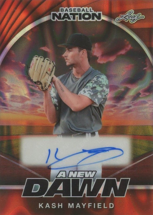 Kash Mayfield 2025 Leaf Baseball Nation A New Dawn Orange Wave Auto #2/4 #NA-KM1