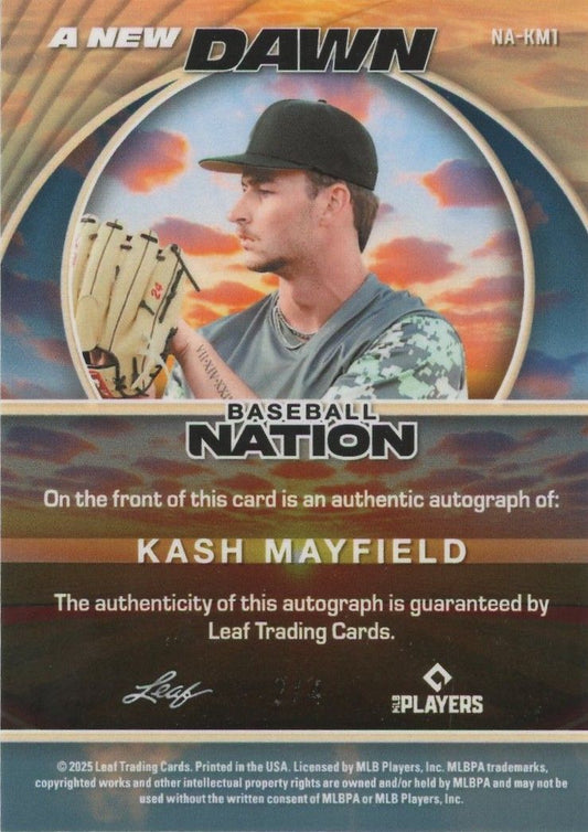 Kash Mayfield 2025 Leaf Baseball Nation A New Dawn Orange Wave Auto #2/4 #NA-KM1
