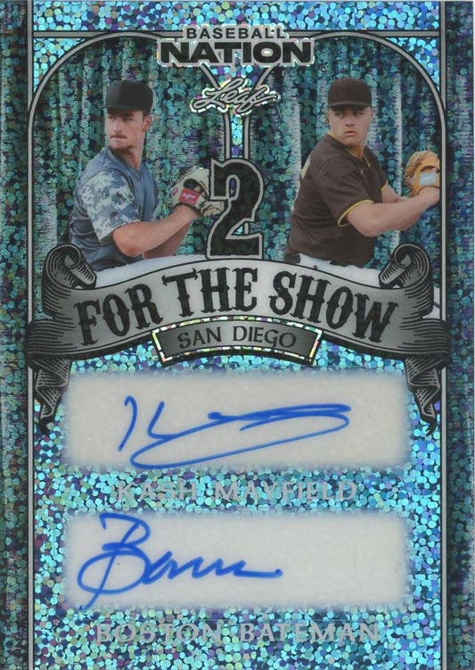 Kash Mayfield/Boston Bateman 2025 Leaf Baseball Nation Blue Sparkle Auto #1/3 #2S-10