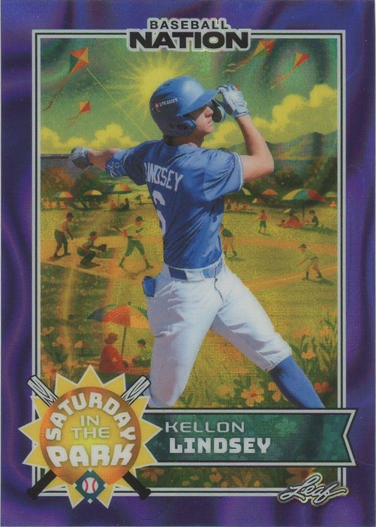 Kellon Lindsey 2025 Leaf Baseball Nation Sat in the Park Purple Wave #4/8 #SB-29