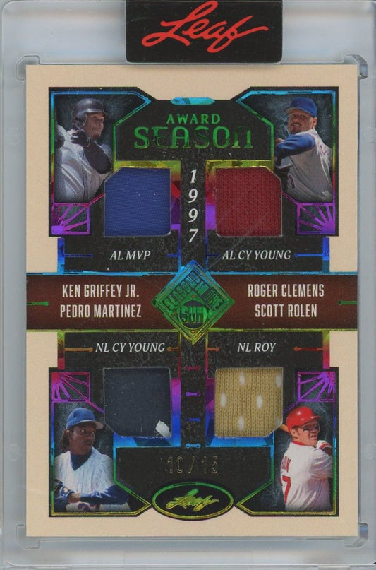 Ken Griffey, Clemens 2025 Leaf Seasons in the Sun Award Season Quad Relics #10/15 #AS-9