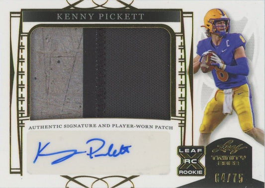 Kenny Pickett 2022 Leaf Trinity Gold Patch Rookie RC Auto #64/75 #PA-KP2