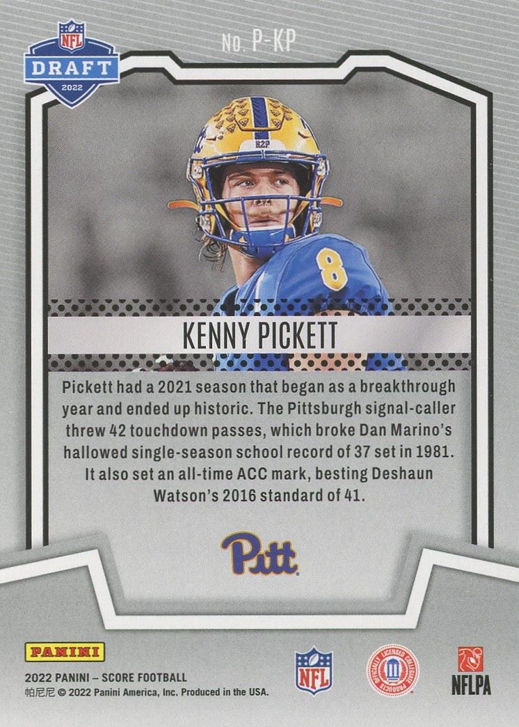 2022 Score Kenny Pickett Protential Rookie #P-KP