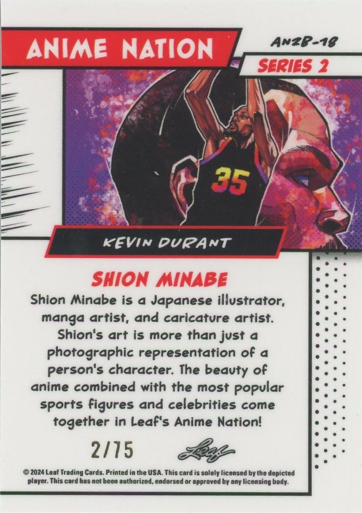 2024 Leaf Metal Kevin Durant Anime Nation Blue #2/75 #AN2B-18