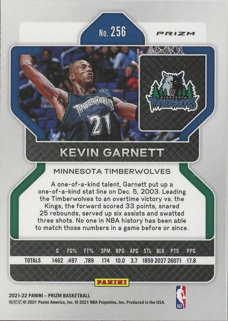 2021-22 Panini Prizm Kevin Garnett Red White and Blue #256