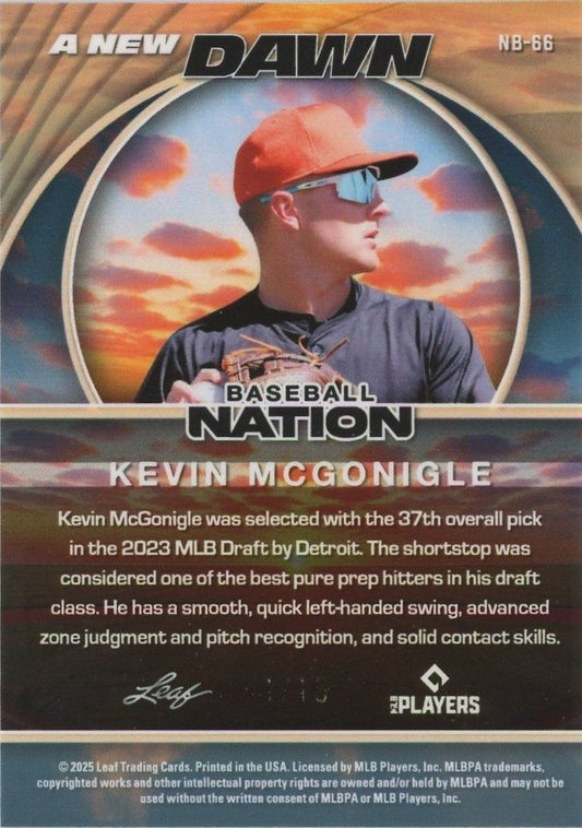 Kevin McGonigle 2025 Leaf Baseball Nation A New Dawn Silver Shimmer #1/15 #NB-66