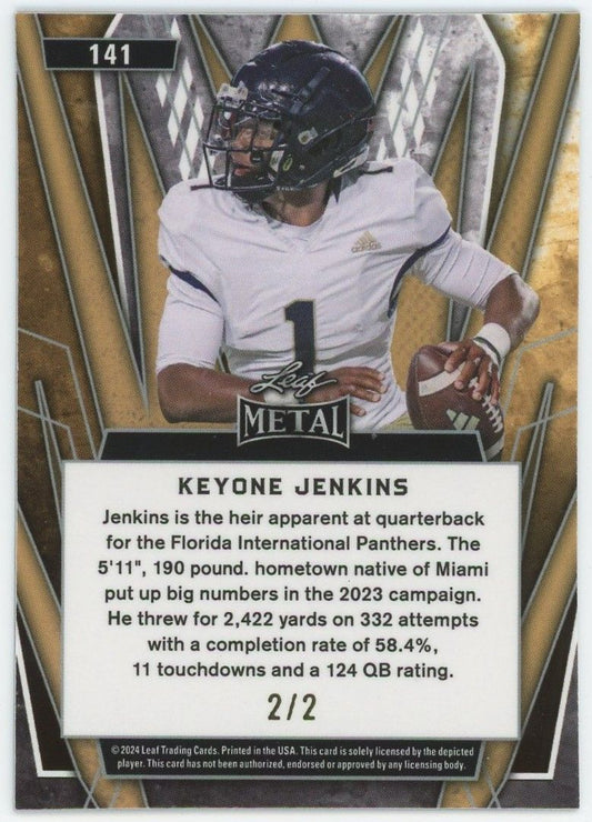 2024 Leaf Metal Football Keyone Jenkins Black Laser XRC #2/2 #141