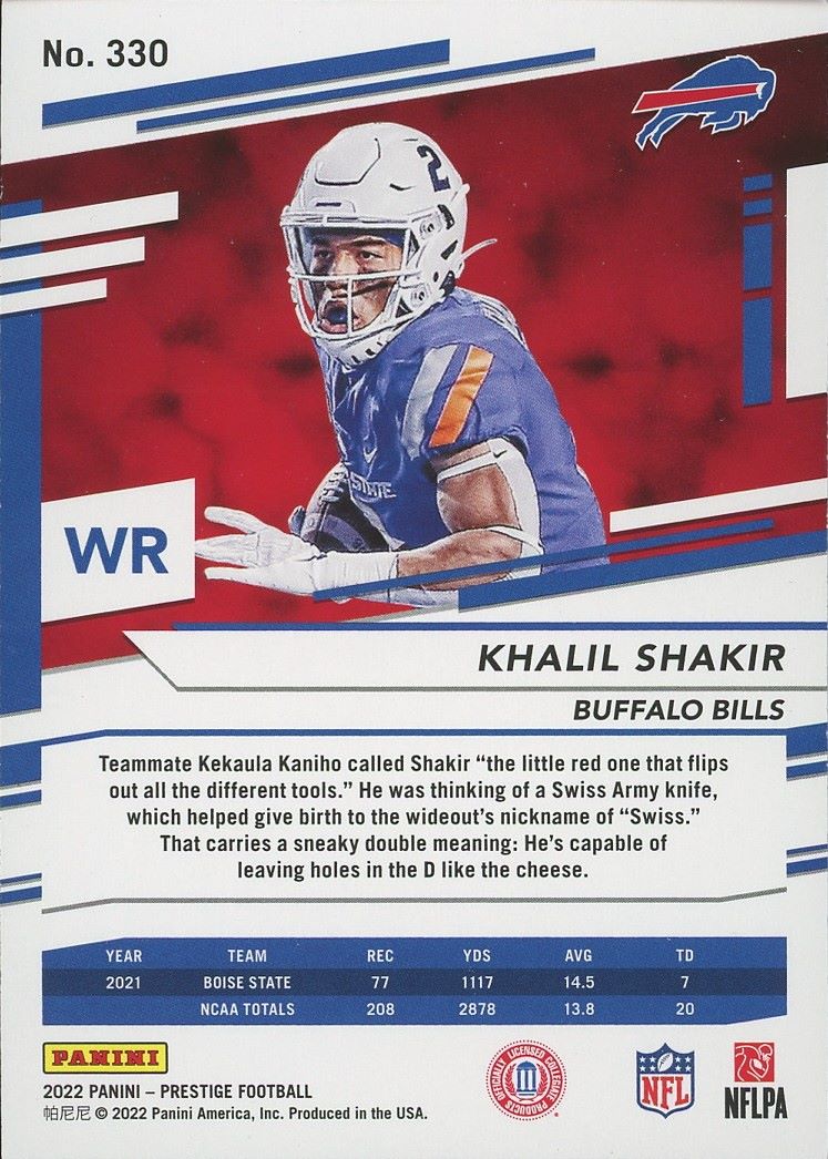 2022 Panini Prestige Khalil Shakir Rookie Xtra Points Stars #330