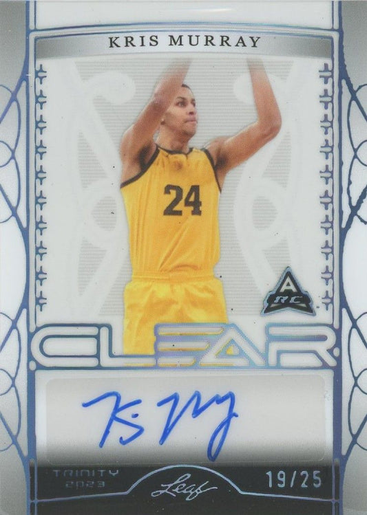 Kris Murray 2022-23 Leaf Trinity Clear Auto Platinum #19/25 #CA-KM2