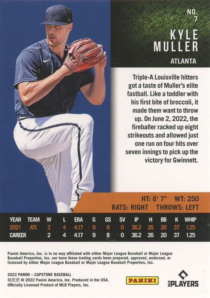 2022 Panini Capstone Kyle Muller Rookie #7