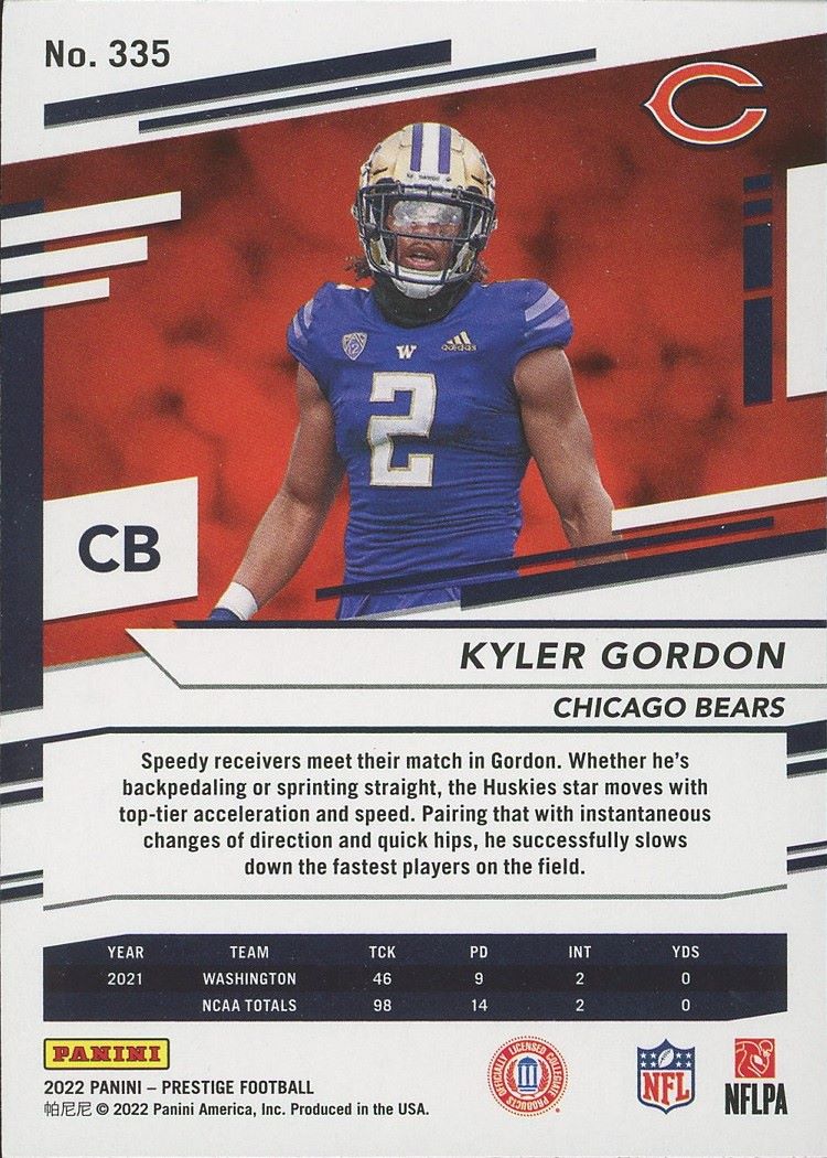 2022 Panini Prestige Kyler Gordon Rookie #335