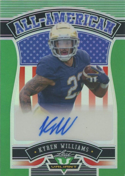 Kyren Williams 2022 Leaf Valiant All-American Green Auto #8/40 #AA-KW2
