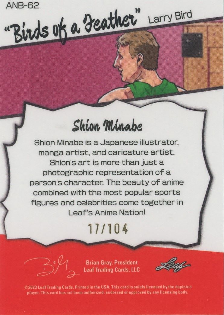 2023 Leaf Metal Larry Bird Anime Nation #/104 #ANB-62