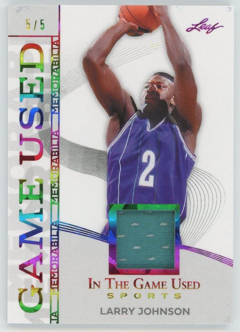 2025 Leaf In The Game Used Larry Johnson Rainbow Patch #5/5 #GM-25 Hornets
