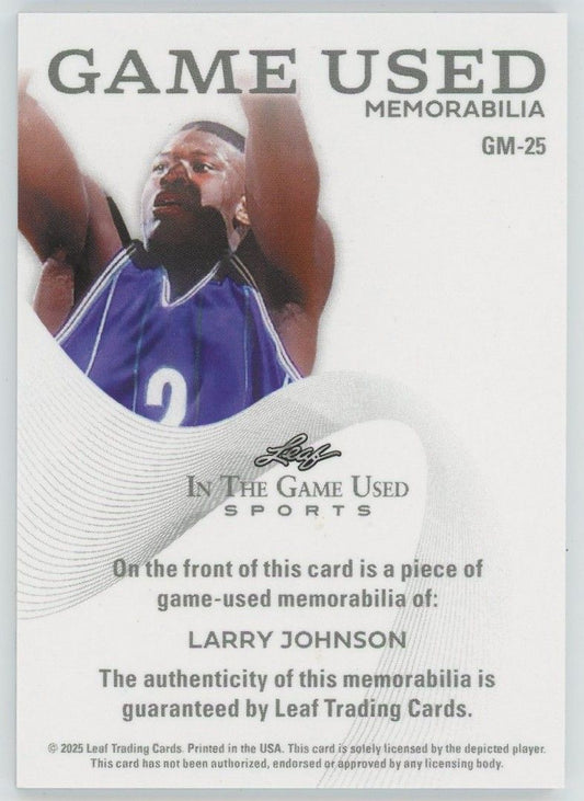 2025 Leaf In The Game Used Larry Johnson Rainbow Patch #5/5 #GM-25 Hornets