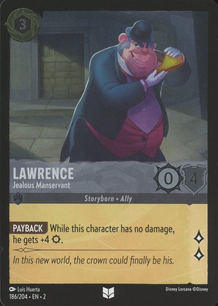 Disney Lorcana: Floodborn Lawrence Jealous Manservant Uncommon Foil #186