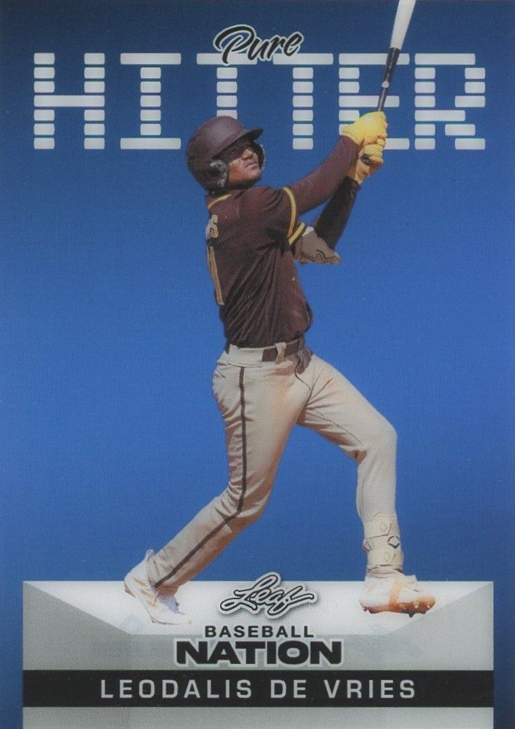 Leodalis De Vries 2025 Leaf Baseball Nation Pure Hitter Clear Blue #7/7 #PB-6