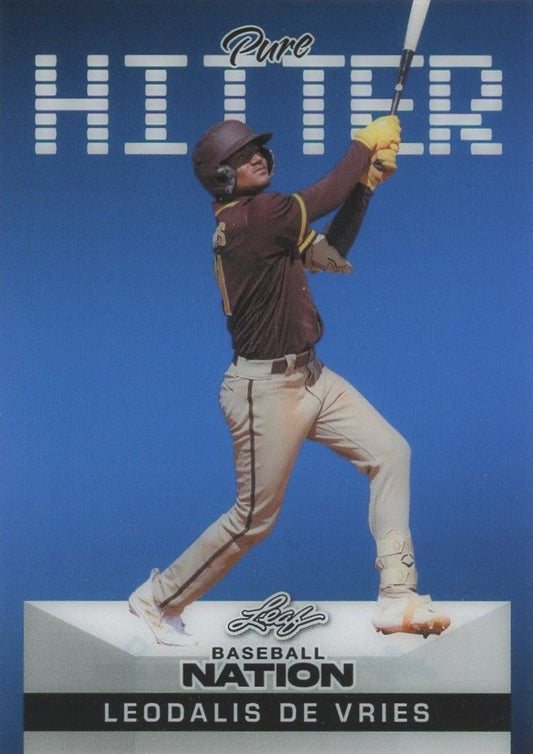 Leodalis De Vries 2025 Leaf Baseball Nation Pure Hitter Clear Blue #7/7 #PB-6