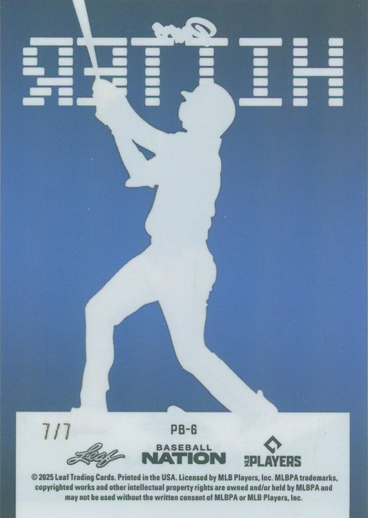 Leodalis De Vries 2025 Leaf Baseball Nation Pure Hitter Clear Blue #7/7 #PB-6