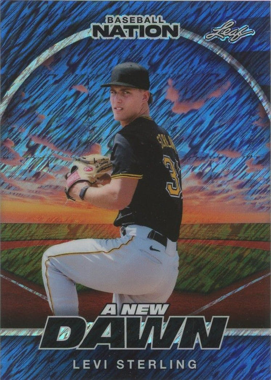 Levi Sterling 2025 Leaf Baseball Nation A New Dawn Blue Shimmer #2/7 #NB-70