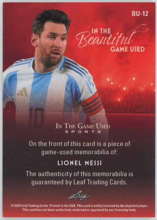 2025 Leaf In the Game Used Lionel Messi In The Beautiful Blue Patch #5/65 #BU-12