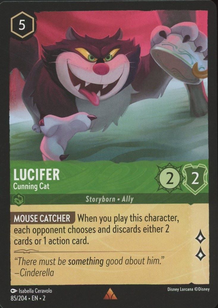 Disney Lorcana: Floodborn Lucifer Cunning Cat Rare #85