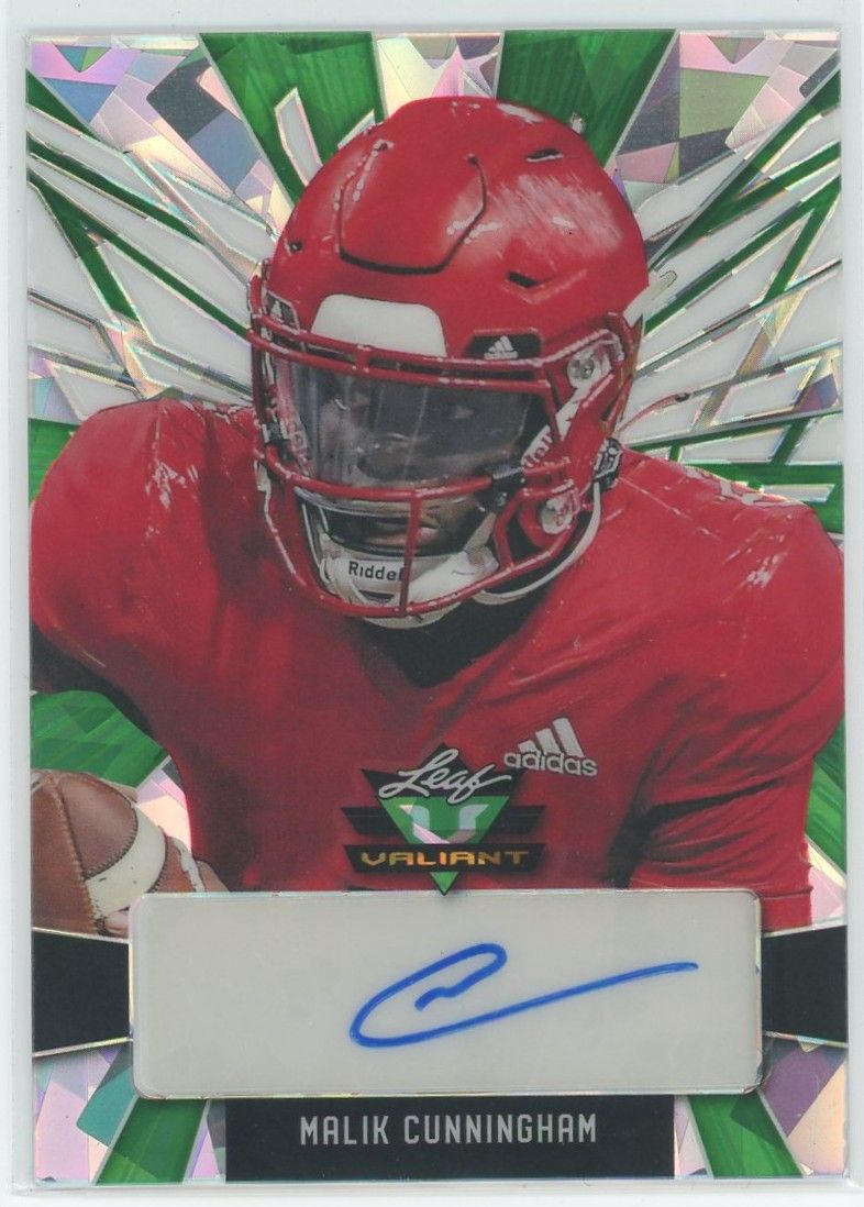 2022 Leaf Valiant Football Malik Cunningham Green Cracked Ice Auto #13/30 #PA-MC1