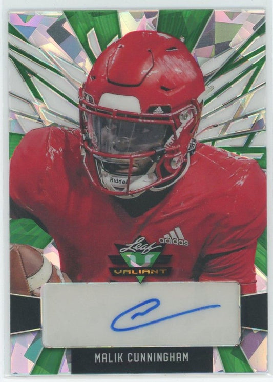2022 Leaf Valiant Football Malik Cunningham Green Cracked Ice Auto #13/30 #PA-MC1