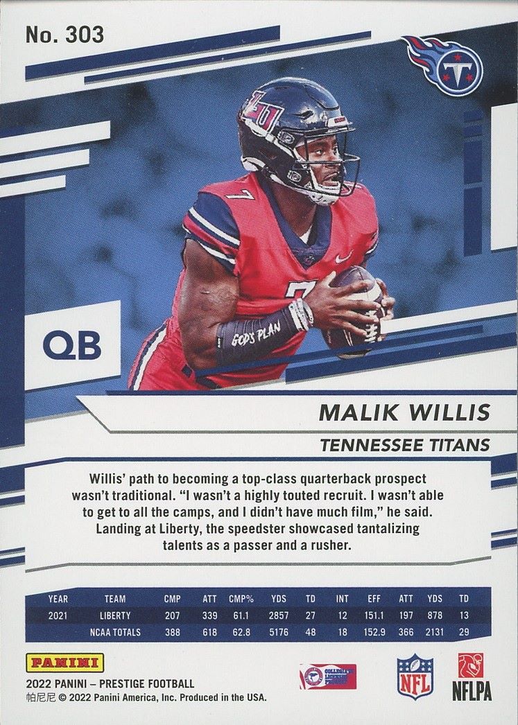 2022 Prestige Malik Willis Extra Points Rookie Stars #303