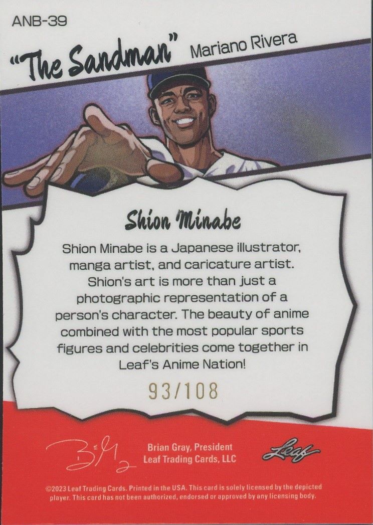 2023 Leaf Metal Mariano Rivera Anime Nation #/108 #ANB-39