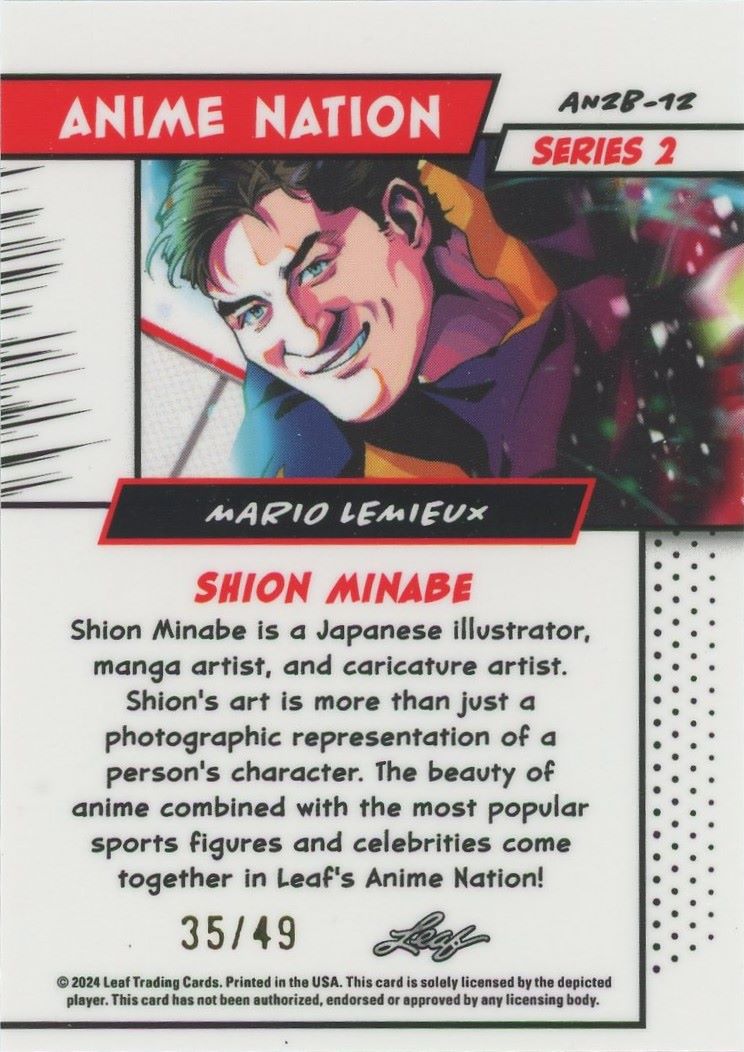 2024 Leaf Mario Lemieux Anime Nation Series 2 Purple #/49 #AN2B-12