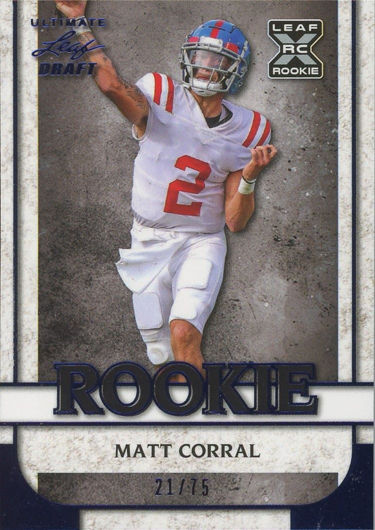 2022 Leaf Ultimate Draft Matt Corral Rookie Navy Blue #/75 #15