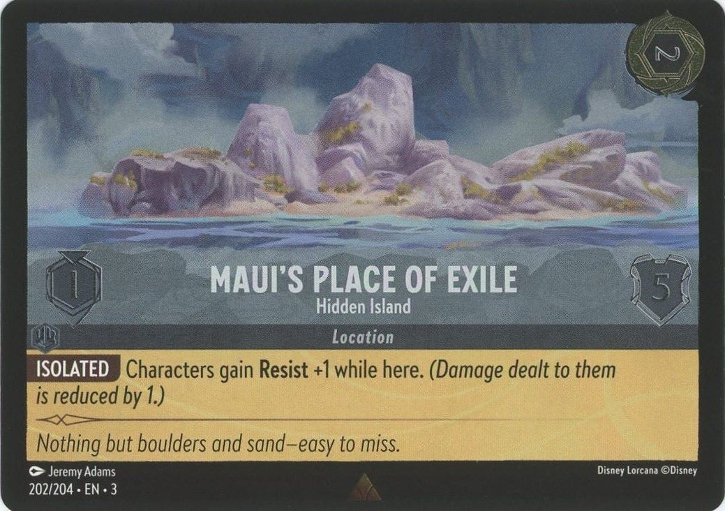 Disney Lorcana Into Inklands Maui's Place of Exile Hidden Island Rare Foil #202